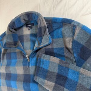 Croft & Barrow Blue & Grey Plaid Fleece Quarter-Zip Pullover Men's Size Large